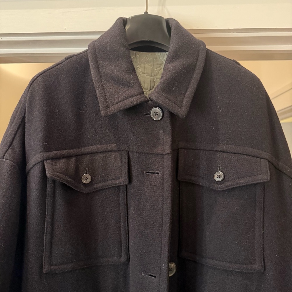 Dries Van Noten Classic Navy Wool Coat - Reversible w Quilted Lining - Picture 3 of 13
